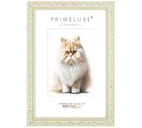 PrimeLuxe Massif Bois Cadres photo sur mesure Ventage Retro 56 x 76 cm en crème-Blanc Or | Taille sélectionnable | Verre acrylique incassable | Cadre pour affiches | Puzzle | Collage | EC092