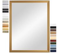 PrimeLuxe Miroir Mural 20 x 20 cm (Dimensions extérieures) carré dans Or Simple | Couleur et Taille sélectionnables | Miroir Salle de Bain et Couloir | avec Cadre en Bois