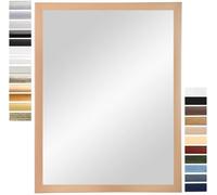 PrimeLuxe Miroir Mural 25 x 25 cm (Dimensions extérieures) carré dans Hêtre Naturel | Couleur et Taille sélectionnables | Miroir Salle de Bain et Couloir | avec Cadre en Bois