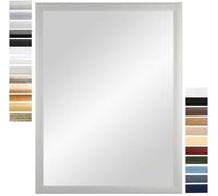 PrimeLuxe Miroir Mural 35 x 35 cm (Dimensions extérieures) carré dans Argenté Mat | Couleur et Taille sélectionnables | Miroir Salle de Bain et Couloir | avec Cadre en Bois