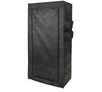 PrimeMatik - Armoire de Rangement en Tissu 70 x 45 x 155 cm Noir avec Porte Rouleau