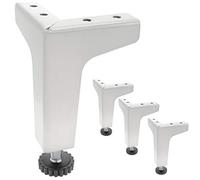 PrimeMatik IO093-VCES Lot de 4 pieds d'angle pour table et meuble en acier inoxydable de 107 à 130 mm (IO093)