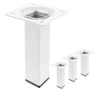 PrimeMatik - Pieds de Table carré pour Meubles et Bureau en Acier Blanc 10cm 4-Pack