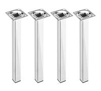 PrimeMatik - Pieds de Table carré pour Meubles et Bureau en Acier chromé 40cm 4-Pack