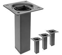PrimeMatik - Pieds de Table carré pour Meubles et Bureau en Acier Noir 10cm 4-Pack