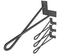 PrimeMatik - Pieds de Table pour Meubles et Bureau en Acier 2 tiges 41 cm Noir 4-Pack modèle en Boucle
