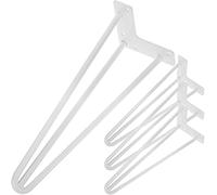 PrimeMatik - Pieds de Table pour Meubles et Bureau en Acier 3 tiges 41 cm Blanc 4-Pack