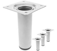 PrimeMatik - Pieds de Table Rond pour Meubles et Bureau en Acier Gris 10cm 4-Pack