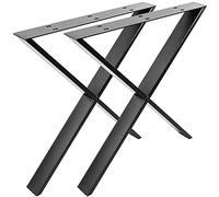 PrimeMatik - Pieds en 'X' de Table en Acier 680 x 80 x 710 mm 2-Pack
