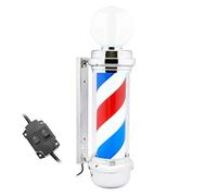 PrimeMatik Poteau de barbier lumineux et rotatif avec lampe supérieure pour coiffeurs de 230 x 845 mm (BQ021), multicolore