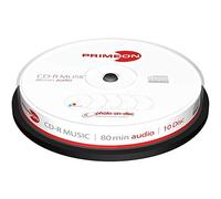 Primeon Lot de 10 CD Vierges, Blancs, 700 Mo, 120 mm, 80 Min, 52 X 2761111