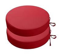 PRIMEPATIO Ensemble de 2 Coussins de Chaise Ronds pour Extérieur, Coussins d'Assise Épais de 7cm, Imperméables avec Attaches, Coussins de Chaise pour Patio et Bistro, 38 x 38cm, Rouge