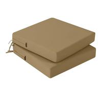 PRIMEPATIO Lot de 2 coussins de chaise d'extérieur imperméables, pour l'extérieur, couleurs résistantes, avec rubans, meubles de terrasse, canapé de jardin, 50 x 50 cm, marron