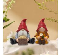 Primepixell 2Pcs Nains De Jardin, Decoration Jardin, GNOME Deco Murale Exterieur Jardin, Statue Scandinaveornement De Jardin Statue Naine en Résine Accessoires Convient pour La Maison Et Le Jardin