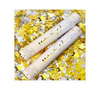 PrimePure Canon Confettis Étoiles Dorées - Lot de 2 - Etoile Gold Canon a Confettis pour Nouvel An 2026, Fete, Mariages, Anniversaires, et Événements Festifs - Party Poppers Métallique Confetti Dorés