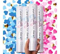 PrimePure Canon Confettis Gender Reveal - Confetti Coeur Papier - Bleu et Rose, Lot de 4 - Canon a Confettis pour Annonce Grossesse, Annonce Sexes Bébé Garcon, Fête de la Revelation Sex Bebe