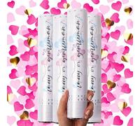PrimePure Canon Confettis Gender Reveal - Confetti Coeur Papier - Rose, Lot de 4 - Canon a Confettis pour Annonce Grossesse, Annonce Sexes Bébé Garcon, Fête de la Revelation Sex Bebe