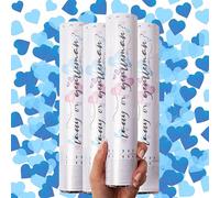 PrimePure Canon Confettis Gender Reveal Cœurs Bleus Biodegradable, Lot de 4