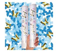 PrimePure Canon Confettis Gender Reveal, Papillons Bleus, Lot de 2