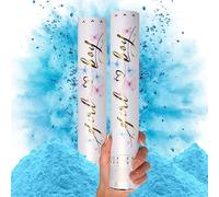 PrimePure Canon Confettis Gender Reveal, Poudre Bleue Bio, Lot de 2