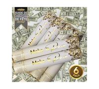 PrimePure Canons à Confettis - Poppers à Confettis avec Mini Billets de 100 Dollars - Lot de 6 - Idéal pour Mariages, Anniversaires, Célébrations, Fêtes