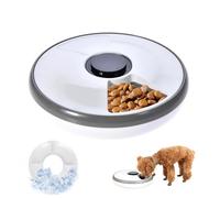 Primero Basics Mangeoire automatique à 6 repas pour chat et chien avec pack de refroidissement, distributeur de nourriture programmable à contrôle des portions pour aliments secs et semi-humides, 32,4