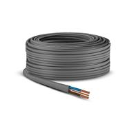 Primes DIY Câble de prise électrique de 4 mm double et terre plat en PVC gris 6242Y Fil électrique approuvé BASEC (2 mètres)