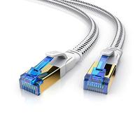 Primewire - 0,25m 25cm Câble réseau Plat Cat 8.1 RJ45, Ethernet Cat 8 LAN Gigabit Haut débit 40Gbps 25cm, Câble de Patch 2000Mhz U FTP PIMF, Compatible Cat 5 6 7 Modem routeur Switch PC Box Blanc