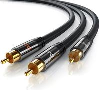 Primewire Câble audio Y-Cinch, RCA, câble audio HiFi à blindage multiple, 1x RCA vers 2x RCA - 7,5m