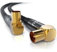 Primewire câble d'antenne coudé à 90°, coaxial, câble TV, RF, IEC, HDTV, quadruple blindage, 75 Ohm, 120dB - 10m