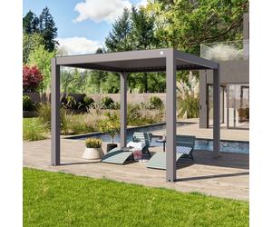PRIMEYARD 3x3m Pergola gris-perle, lames gris-perle orientables - (400113)