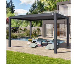 PRIMEYARD 3x4m Pergola anthracite, lames en anthracite orientables - (400126)