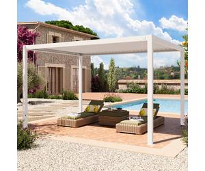 PRIMEYARD 3x4m Pergola blanc, lames blanc orientables - (400108)