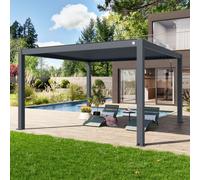 PRIMEYARD 4x4m Pergola anthracite, lames en anthracite orientables - (400133)