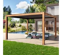 PRIMEYARD 4x4m Pergola aspect bois, lames en anthracite orientables - (400135)