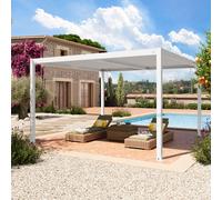 PRIMEYARD 4x4m Pergola blanc, lames en blanc orientables - (400130)