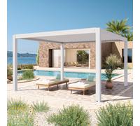 PRIMEYARD 4x4m Pergola blanc, lames en blanc orientables - (400134)