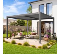 PRIMEYARD 4x4m Pergola gris-perle, lames en orientables - (400128)