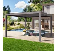PRIMEYARD 4x4m Pergola gris-perle, lames gris-perle orientables - (400132)