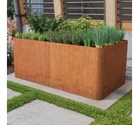 PRIMEYARD Design 146 x 80 x 80 cm Carré potager surélevé, acier corten, aspect rouille - (GFPV00827)