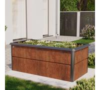 PRIMEYARD Design 200 x 100 x 77 cm Carré potager surélevé, acier corten, aspect rouille, inclus une protection anti-limaces - (GFPV00784)