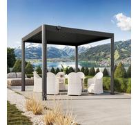 PRIMEYARD Luma 3,5x3m Pergola anthracite, lames en anthracite orientables - (GFPV01119)