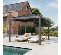 PRIMEYARD Luma 3x3 m Tonnelle de jardin, Aluminium, toit rigide - (300659)