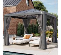 PRIMEYARD Luma 3x3 m Tonnelle de jardin, Aluminium, toit rigide, gris - (300662)