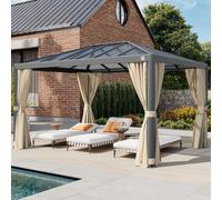 PRIMEYARD Luma 3x4 m Tonnelle de jardin, Aluminium, toit rigide, champagne - (300665)
