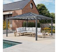 PRIMEYARD Luma 4x4 m Tonnelle de jardin, Aluminium, toit rigide - (300661)