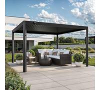 PRIMEYARD Luma 4x4m Pergola anthracite, lames en anthracite orientables - (GFPV01127)