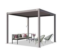 PRIMEYARD 3x3m Pergola gris-perle, lames gris-perle orientables - (400104)