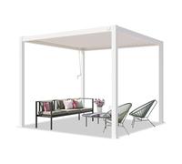PRIMEYARD 3x3m Pergola blanc, lames blanc orientables - (400105)