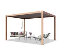 PRIMEYARD Pergola 3x4 m, poteaux en alu, Lames en Acier, Aspect Bois | Pergola bioclimatique, utilisation toute l'année, lames en orientables, système d'évacuation de l'eau, poteaux env. 10x10cm
